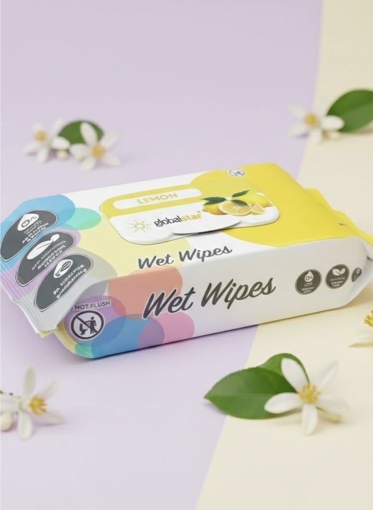 Globalstar Lemon Wet Wipes – 120pcs x 6, Alcohol-Free Moist Towelettes for Gentle Skin Care - Image 5